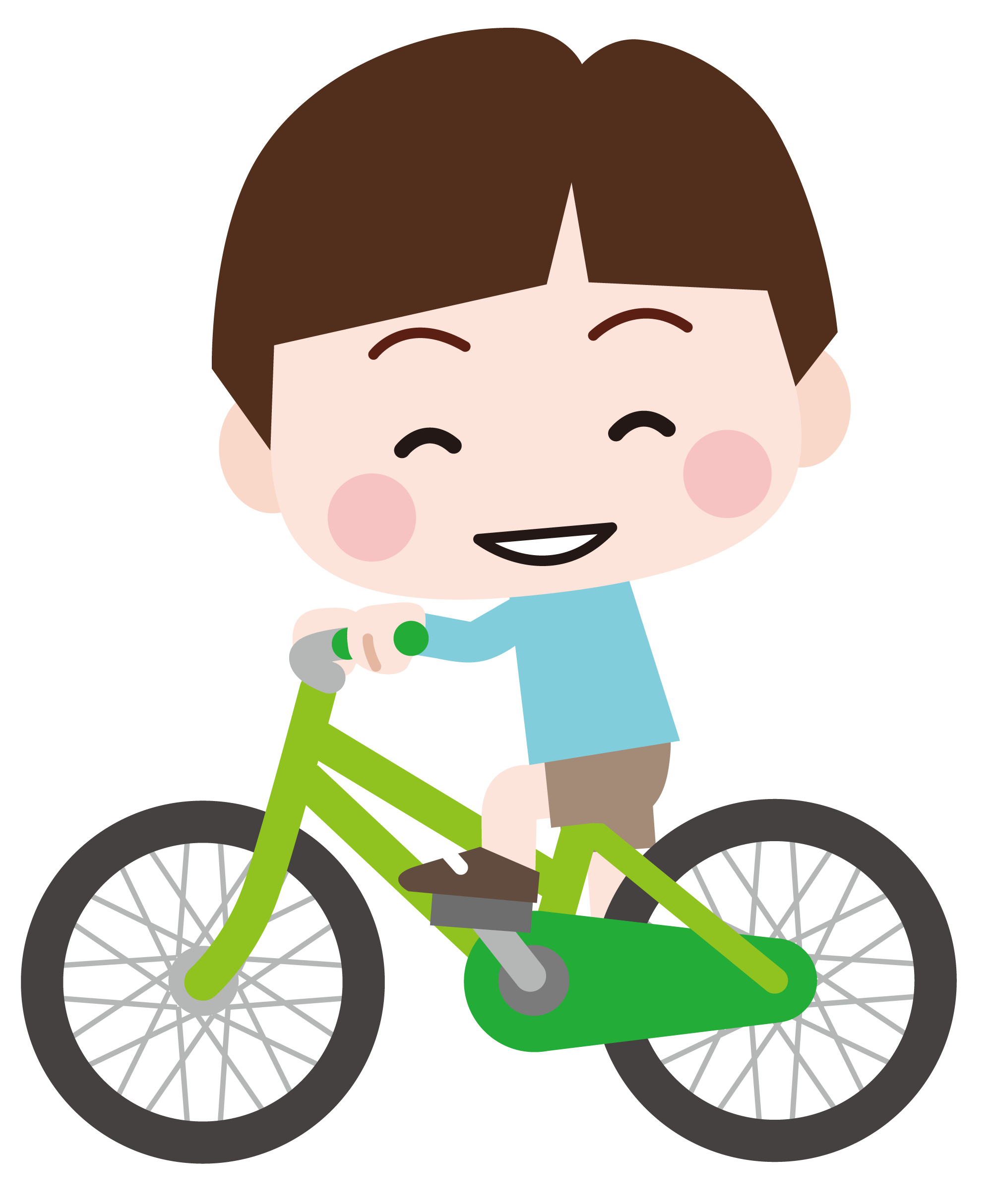 グリーンの自転車に乗っている男の子 イラストのフリー素材集 ピクサイ